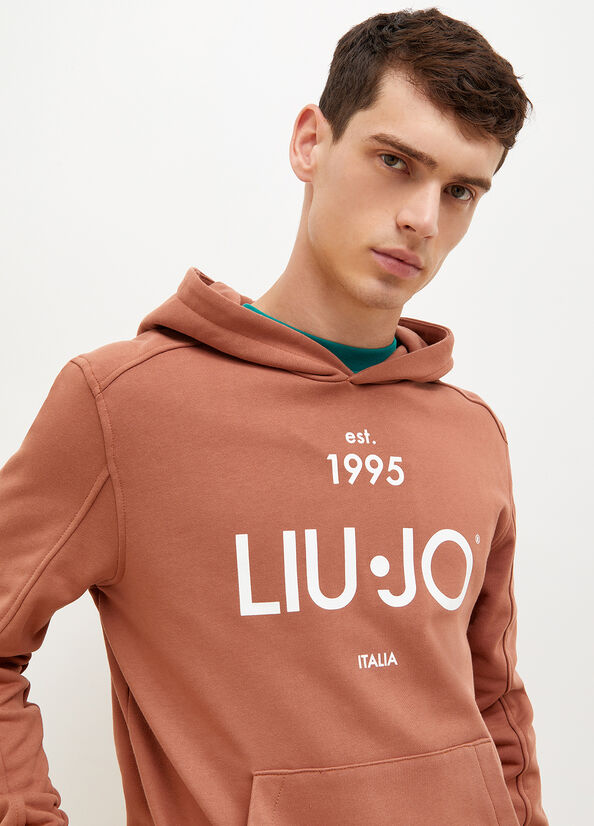 Liu Jo 1995 Logo Hoodie Truien Heren Bruin | PBG-829015