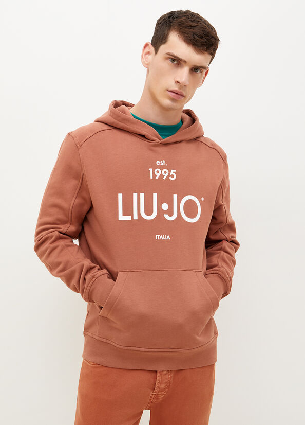 Liu Jo 1995 Logo Hoodie Truien Heren Bruin | PBG-829015