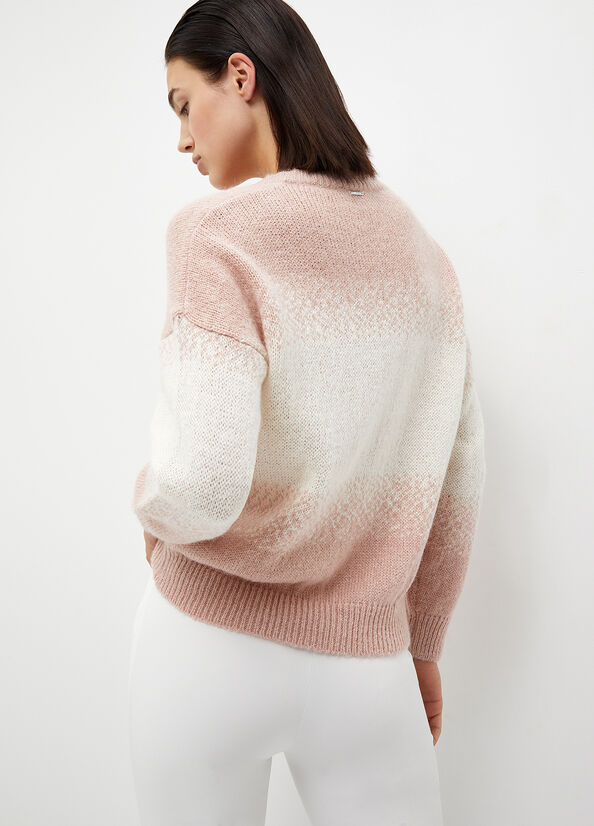 Liu Jo Alpaca Blend Truien Dames Roze Wit | DVJ-460518