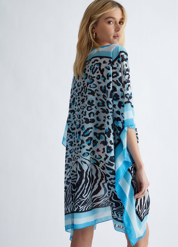 Liu Jo Animal Print Caftan Jurken Dames Blauw | OIS-518370