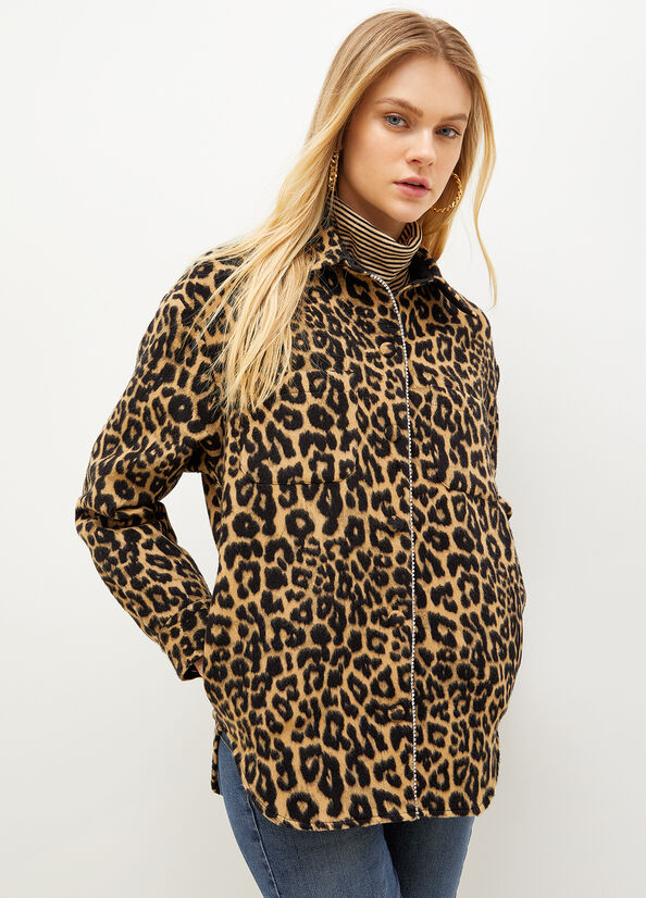 Liu Jo Animal Print Over With Rhinestones Jassen Dames Bruin | BHS-412980