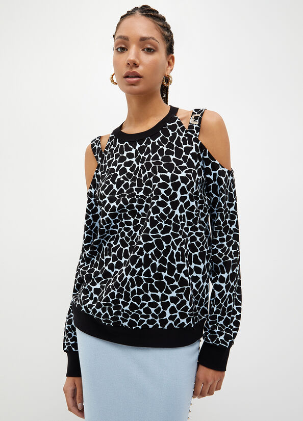 Liu Jo Animal-Print Sweatshirts Dames Blauw | JVY-312704