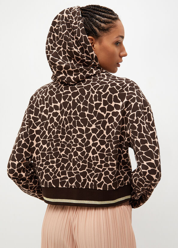 Liu Jo Animal-Print With Hood Sweatshirts Dames Bruin | QLW-198625