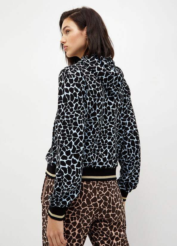 Liu Jo Animal-Print With Zip Sweatshirts Dames Blauw | RWU-503261