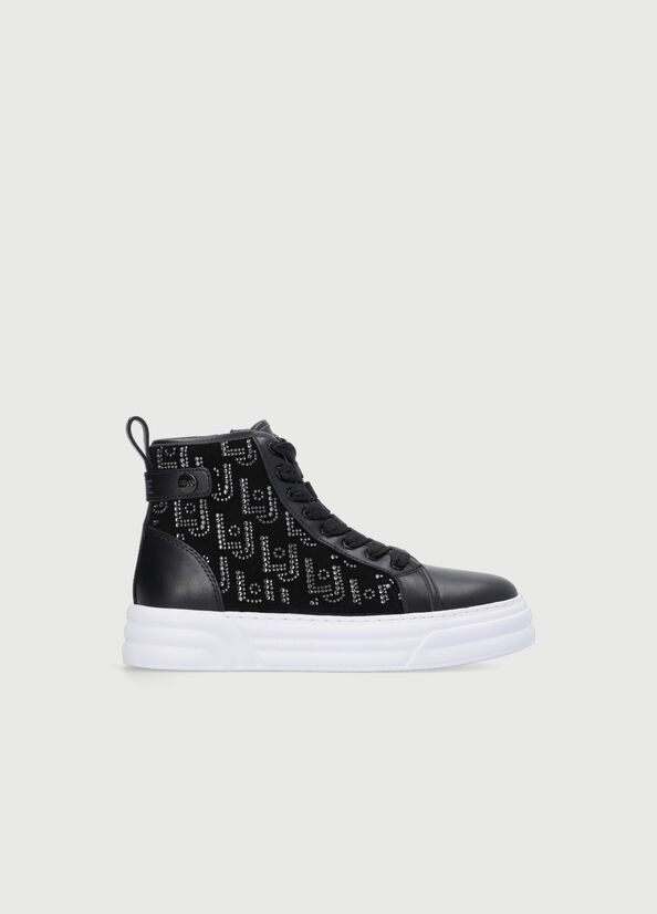 Liu Jo Basketball With All Over Logo Sneakers Dames Zwart | OMI-307624