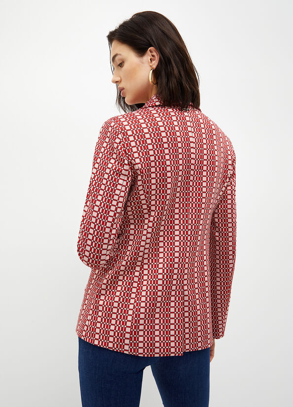 Liu Jo Blazer With Optical Pattern Jassen Dames Rood | YUM-915740