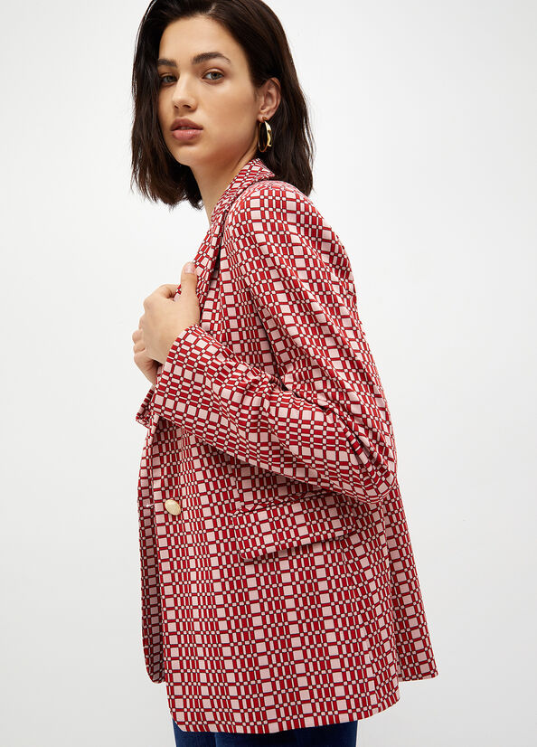 Liu Jo Blazer With Optical Pattern Jassen Dames Rood | YUM-915740