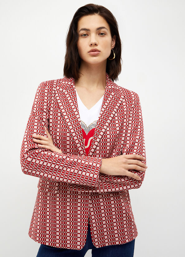 Liu Jo Blazer With Optical Pattern Jassen Dames Rood | YUM-915740