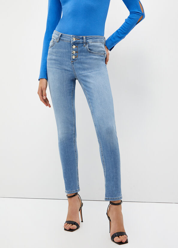 Liu Jo Bottom Up Skinny Jeans Dames Blauw | PCK-243597