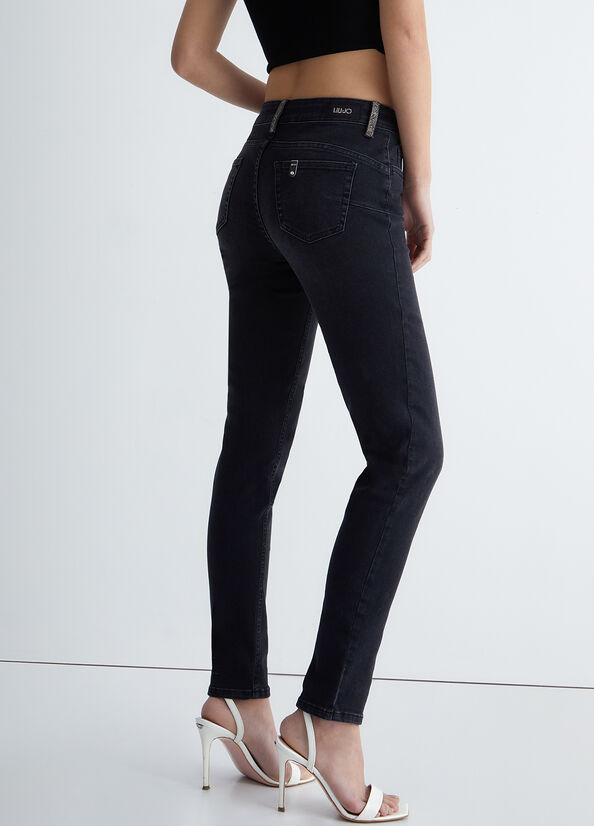 Liu Jo Bottom Up Skinny Jeans Dames Zwart | PVQ-089327