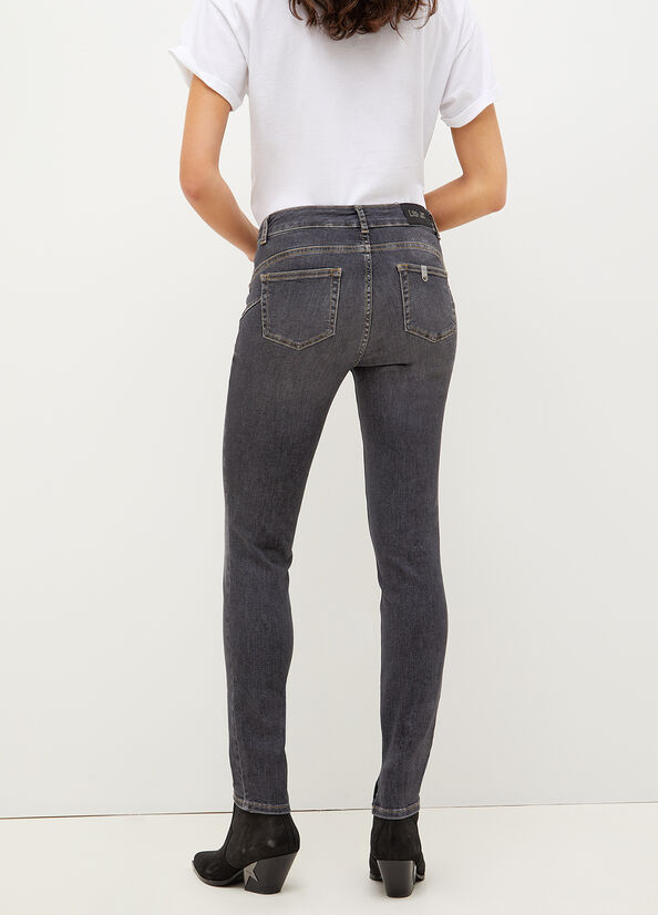 Liu Jo Bottom Up With Gemstones Skinny Jeans Dames Donkergrijs | HBN-370129