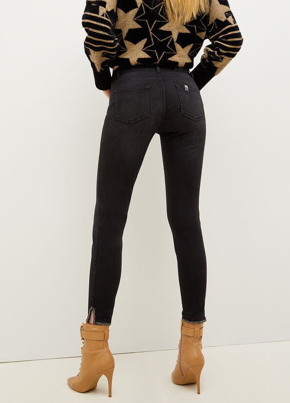 Liu Jo Bottom Up With Gemstones Skinny Jeans Dames Zwart | JOA-953014