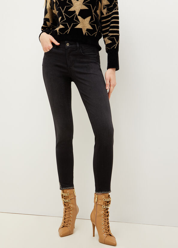 Liu Jo Bottom Up With Gemstones Skinny Jeans Dames Zwart | JOA-953014