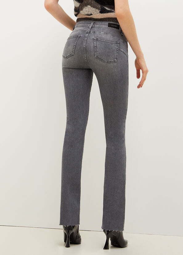 Liu Jo Bottom Up With Gemstones Straight Jeans Dames Grijs | OGU-278496