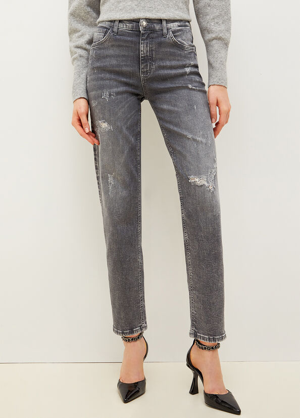 Liu Jo Boyfriend With Rips Straight Jeans Dames Grijs | RZE-724156