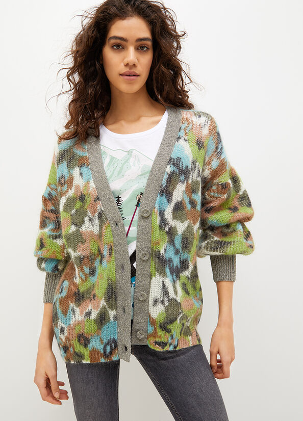 Liu Jo Camou Jacquard Cardigan Truien Dames Bloemen | CQA-043216