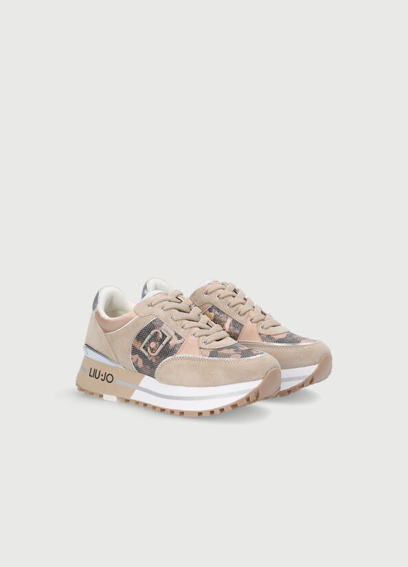 Liu Jo Camouflage Mesh Platform Sneakers Dames Beige | UPD-269480