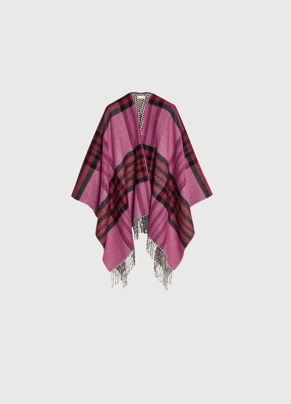 Liu Jo Check And Houndstooth Poncho Jassen Dames Fuchsie | FMR-570932