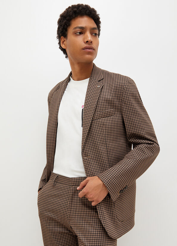 Liu Jo Checked Blazer Jassen Heren Beige | RSO-409518