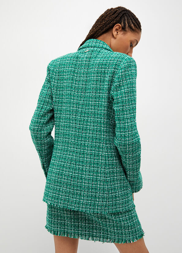 Liu Jo Checked Bouclé Blazer Jassen Dames Groen | KRM-825349