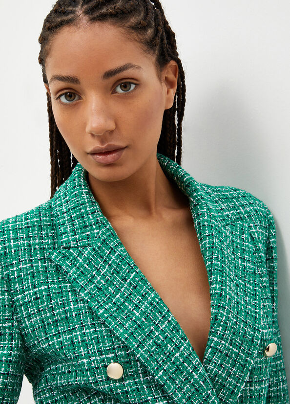 Liu Jo Checked Bouclé Blazer Jassen Dames Groen | KRM-825349