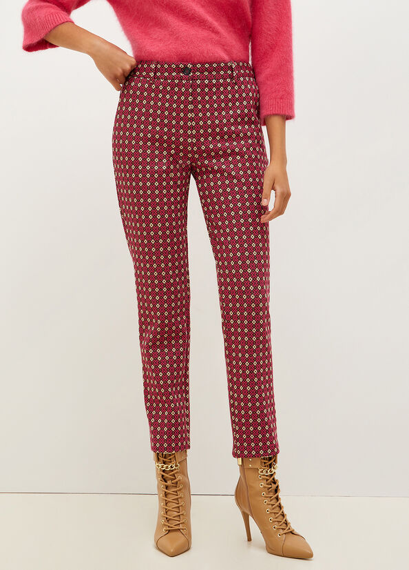 Liu Jo Chinos With Geometric Motif Broek Dames Rood | ETR-573096