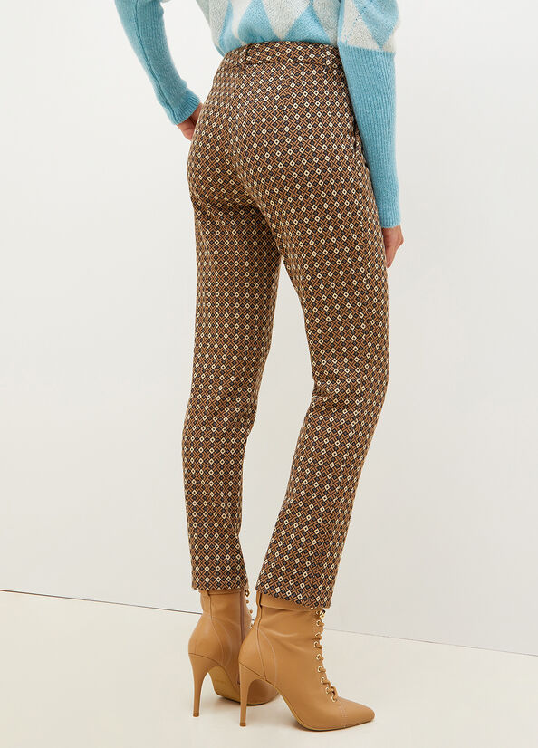 Liu Jo Chinos With Geometric Motif Broek Dames Bruin | YKM-501728