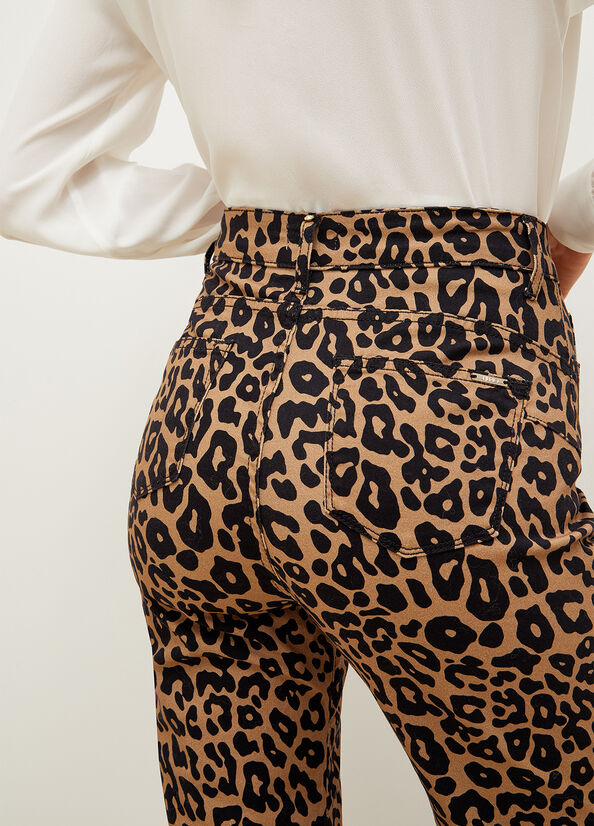 Liu Jo Cropped Animal-Print Broek Dames Bruin | HAY-140756