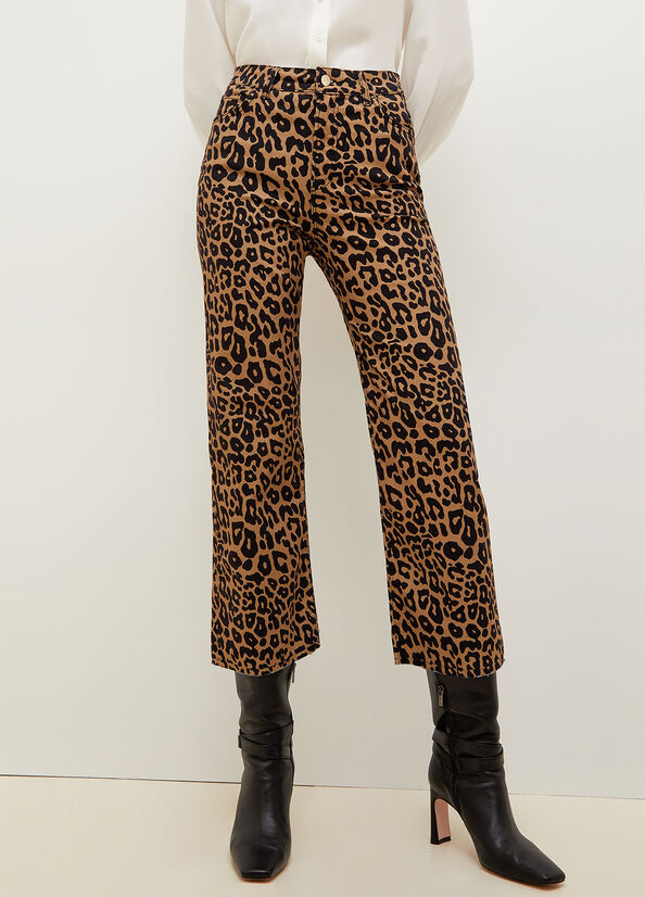 Liu Jo Cropped Animal-Print Broek Dames Bruin | HAY-140756