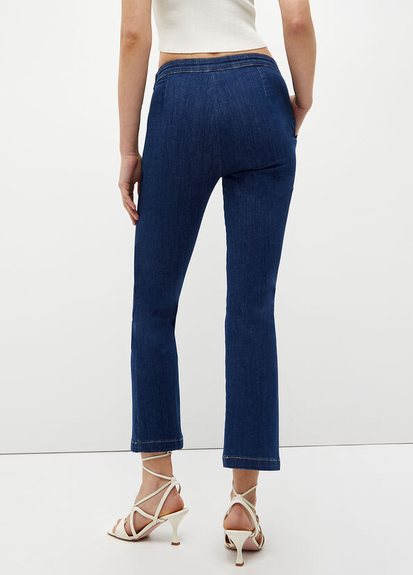 Liu Jo Cropped With Jewel Accessory Straight Jeans Dames Blauw | DCY-197423