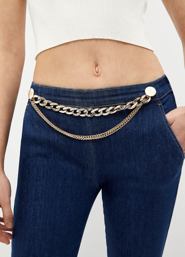 Liu Jo Cropped With Jewel Accessory Straight Jeans Dames Blauw | DCY-197423