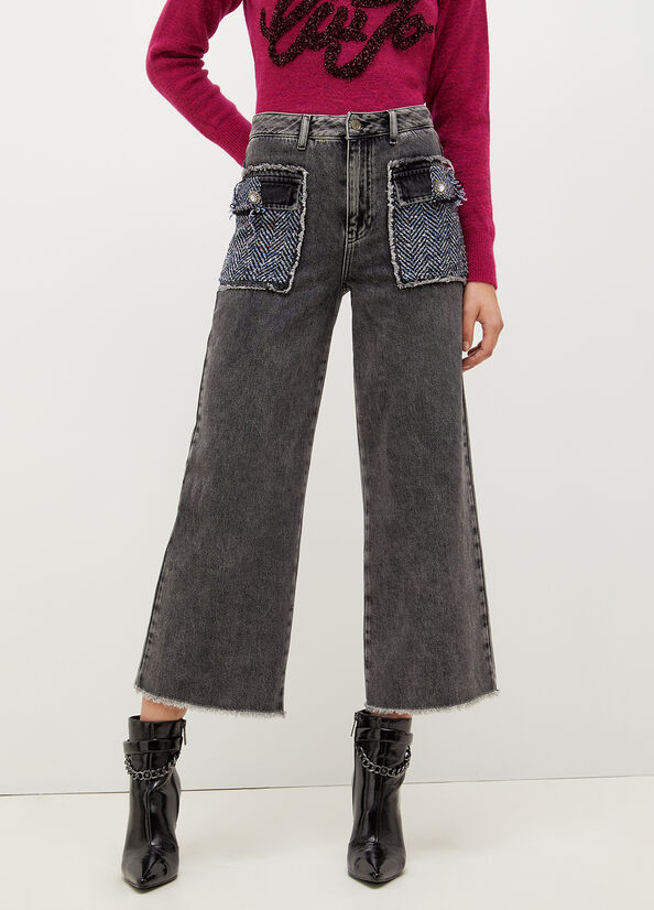 Liu Jo Cropped With Pockets Straight Jeans Dames Grijs | OKM-508632