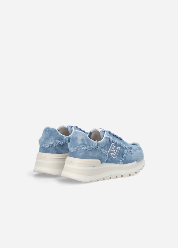 Liu Jo Denim Platform Sneakers Dames Blauw | UVG-436987