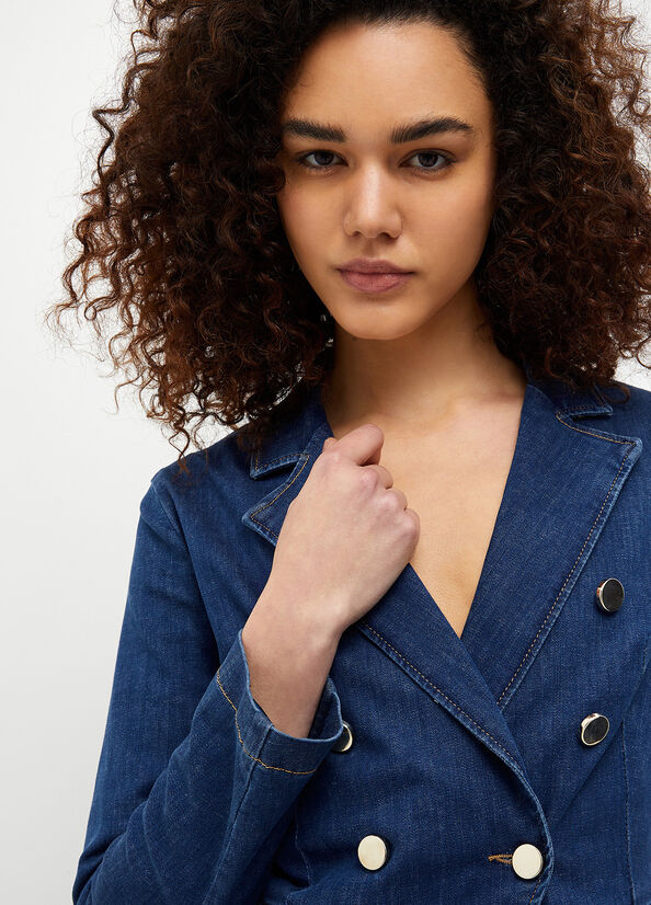 Liu Jo Double-Breasted Denim Blazer Jassen Dames Blauw | RMN-427150