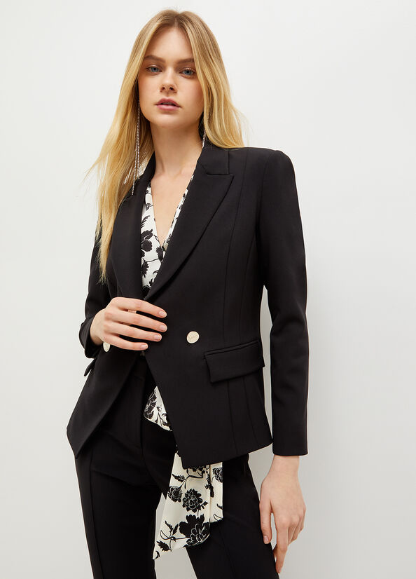 Liu Jo Double-Breasted Stretch Blazer Jassen Dames Zwart | PRH-249160