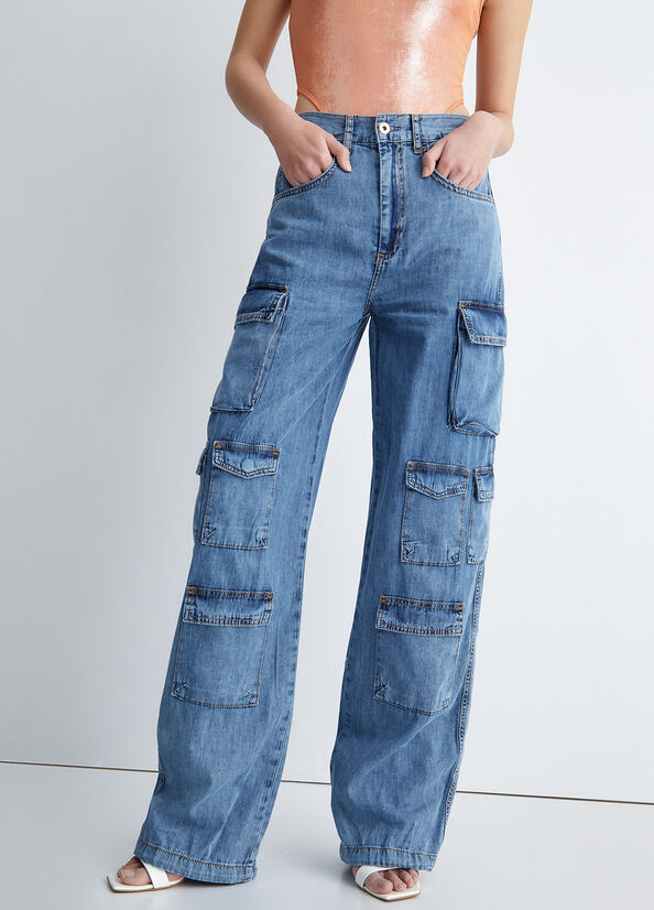 Liu Jo Eco-Friendly Cargo Straight Jeans Dames Lichtblauw | WYQ-085624