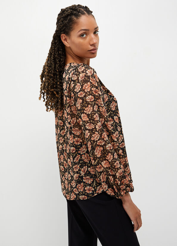 Liu Jo Eco-Friendly Floral Blouse Overhemd Dames Zwart | AUJ-075641