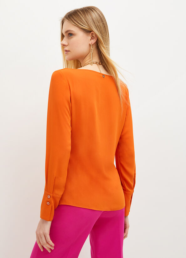 Liu Jo Eco-Friendly Georgette Blouse Overhemd Dames Oranje | EKN-182063