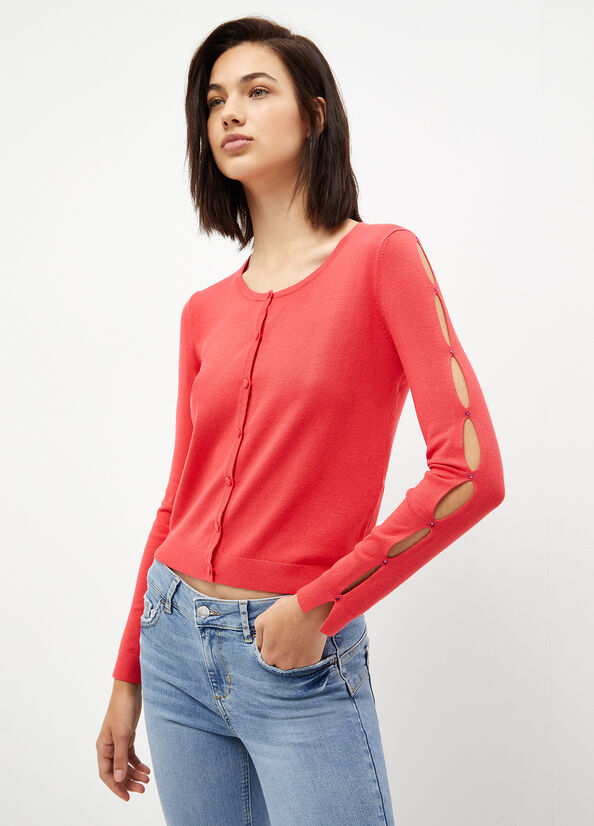 Liu Jo Eco-Friendly Knit Cardigan Truien Dames Rood | MHE-465239