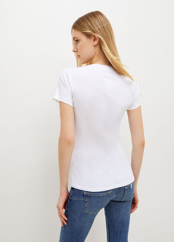 Liu Jo Eco-Friendly T-shirts Dames Wit Zwart | SZC-932548