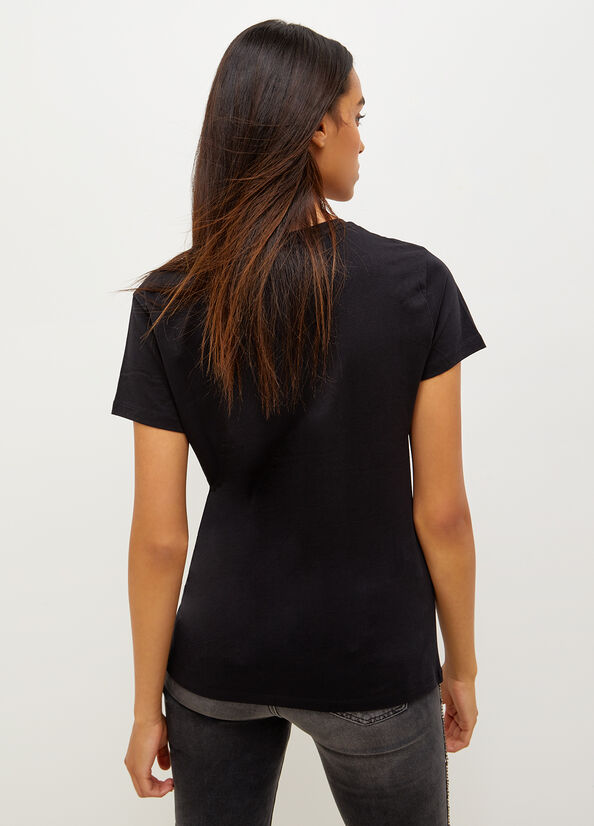 Liu Jo Eco-Friendly T-shirts Dames Zwart | SEQ-786235