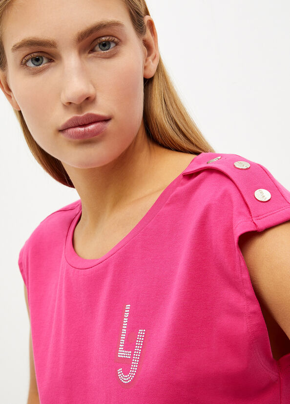 Liu Jo Eco-Friendly With Gemstones T-shirts Dames Roze | MIS-579430