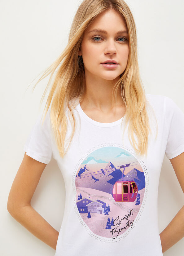 Liu Jo Eco-Friendly With Grafische Print T-shirts Dames Blauw | TGN-653891