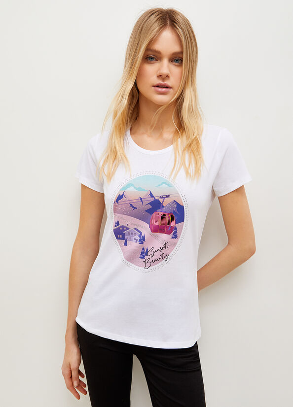 Liu Jo Eco-Friendly With Grafische Print T-shirts Dames Blauw | TGN-653891