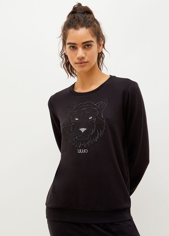 Liu Jo Eco-Friendly With Lion Sweatshirts Dames Zwart | GLW-094321