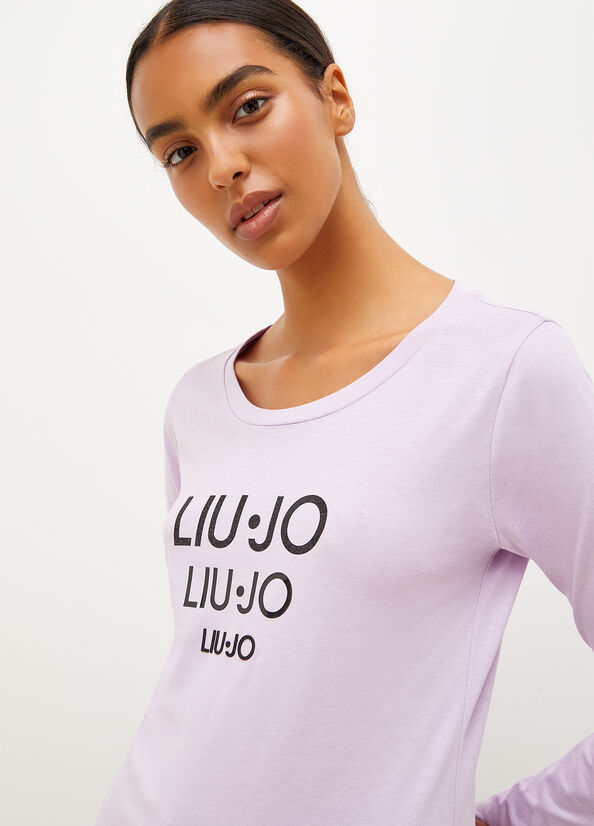 Liu Jo Eco-Friendly With Logo T-shirts Dames Paars | DRV-017649