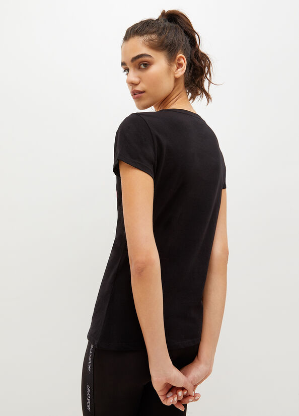 Liu Jo Eco-Friendly With Logo T-shirts Dames Zwart | QOX-259681