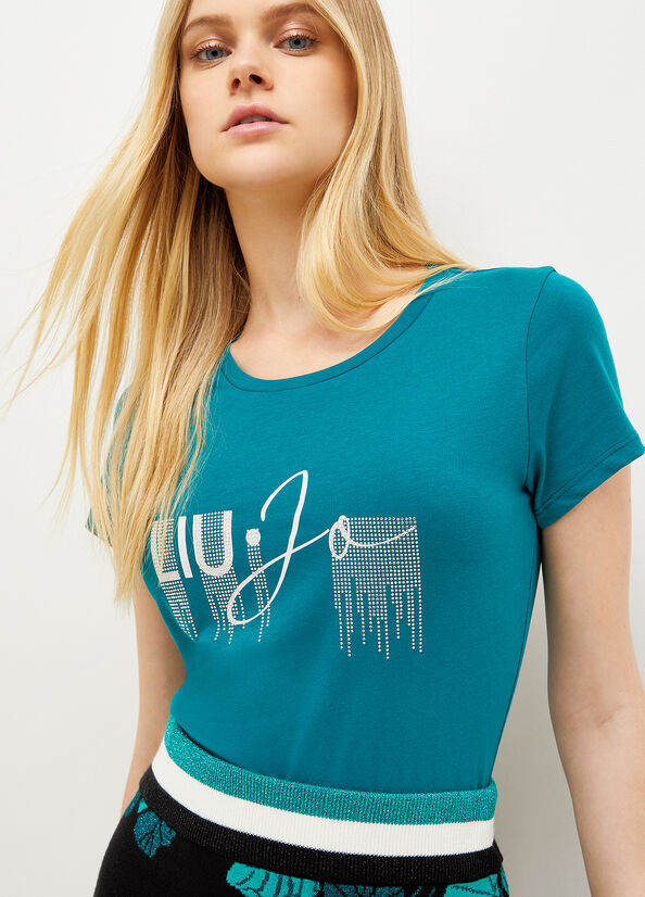 Liu Jo Eco-Friendly With Logo T-shirts Dames Groen | WKI-329840