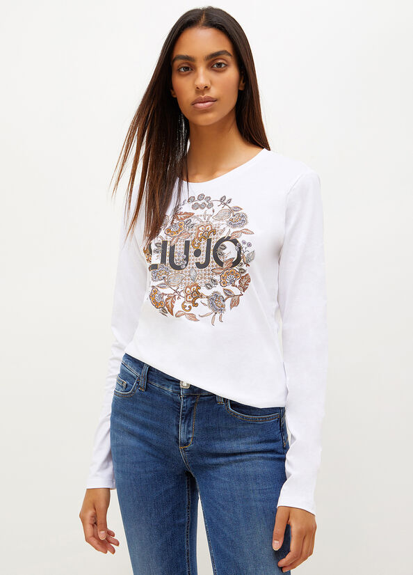 Liu Jo Eco-Friendly With Print T-shirts Dames Wit | QBT-613094