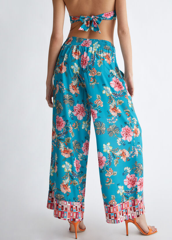 Liu Jo Floral Broek Dames Turquoise | PBF-648231